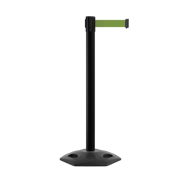 Montour Line Stanchion Belt Barrier Rubber Base Black Post 9ft.Olive Belt MSR630-BK-OL-90